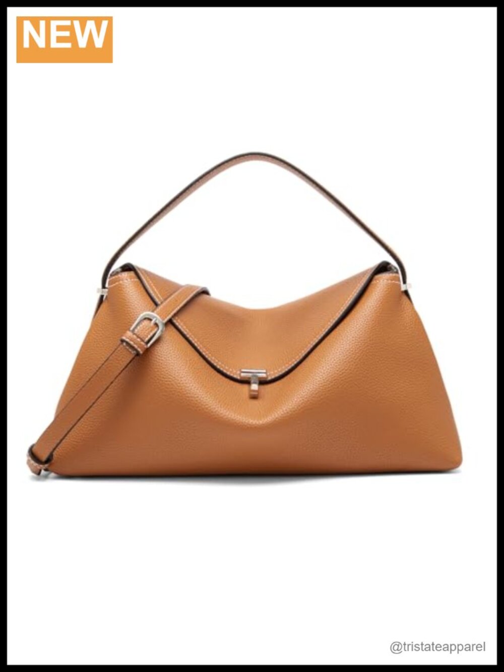 Pebbled Leather Crossbody Bag Satchel Twist Lock Removable Strap Everyday